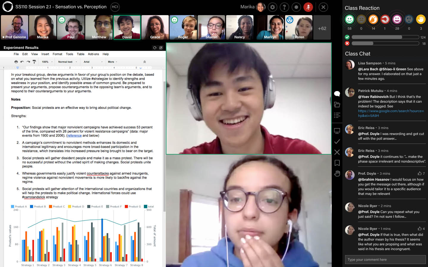 Screenshot of students in a zoom call and sharing their screens